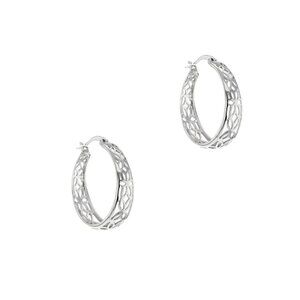 IBB VON MAUR STERLING SILVER FILIGREE FLORAL DANGLE 1" HOOP EARRINGS POST NEW